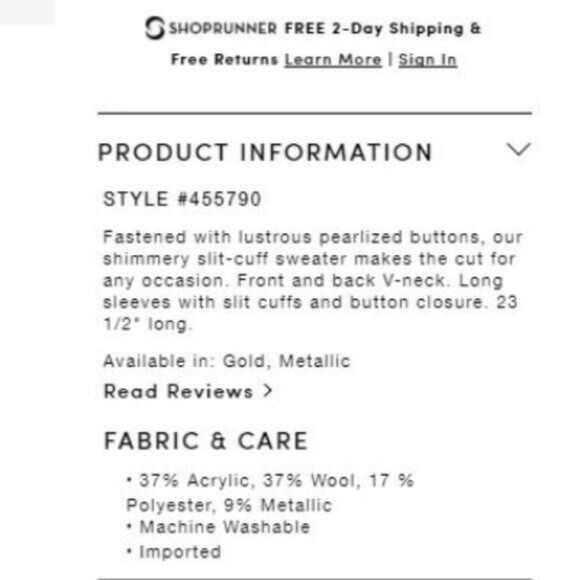 NWT Ann Taylor Metallic Shimmer Pearlized Slit Cuff Sweater LP - Picture 3 of 7